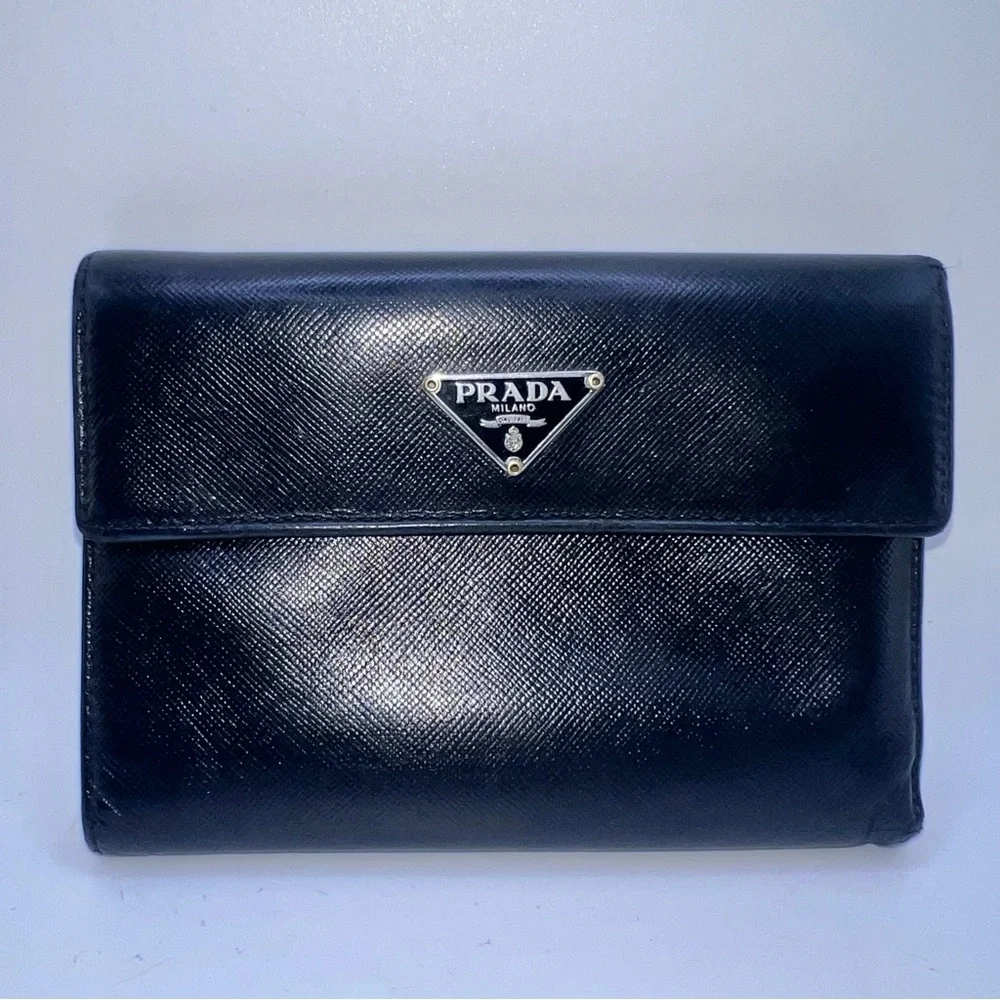 Prada Saffiano Trifold Leather Wallet